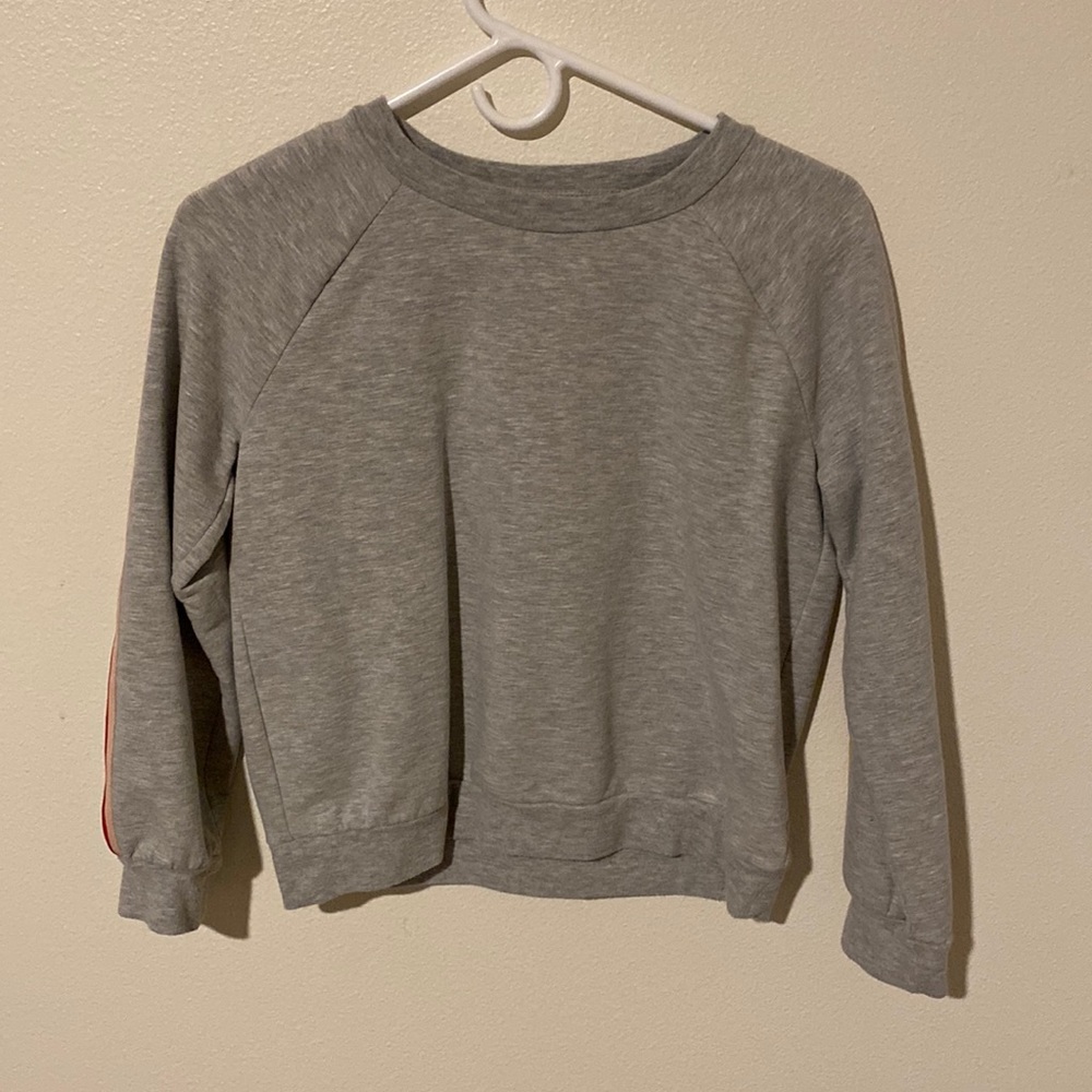 Tucker and Tate grey crewneck with colorful stripe down the sleeve